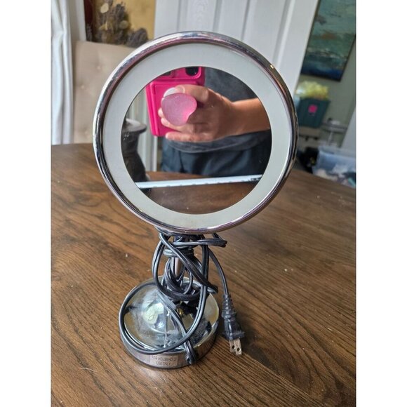 Countertop LED Makeup Mirrors,6 Inch Double Sided Lights Brass Adjustable Standi - Picture 9 of 13